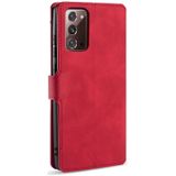 For Samsung Galaxy Note20 DG.MING Retro Oil Side Horizontal Flip Case with Holder & Card Slots & Wallet(Red)