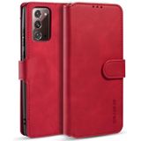 For Samsung Galaxy Note20 DG.MING Retro Oil Side Horizontal Flip Case with Holder & Card Slots & Wallet(Red)