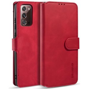 For Samsung Galaxy Note20 DG.MING Retro Oil Side Horizontal Flip Case with Holder & Card Slots & Wallet(Red)