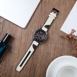 22mm Voor Huawei Watch GT2e / GT2 46mm Siliconen Leder + Carbon Fiber Strap(Wit)