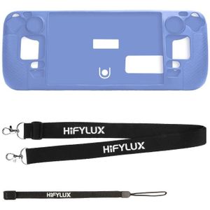 Voor Steam Deck Hifylux ST-PF14 Game Console Siliconen Case Anti-kras Antislip Handheld Case Lanyard (Blauw)