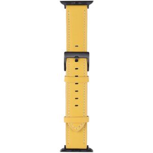Leather Replacement Watchband For Apple Watch Series 7 45mm / 6&SE&5&4 44mm / 3&2&1 42mm(Yellow)