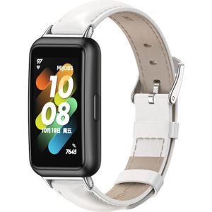 Voor Huawei Band 7/7 NFC MIJOBS koeienhuid lederen horlogeband (wit zilver)