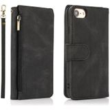 Skin-feel Crazy Horse Texture Zipper Wallet Bag Horizontal Flip Leather Case with Holder & Card Slots & Wallet & Lanyard For iPhone 6(Black)