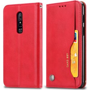 Knead Skin Texture Horizontal Flip Leather Case for OnePlus 6  with Photo Frame & Holder & Card Slots & Wallet(Red)