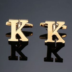 1 pair gold letters A-Z name Cufflinks men French shirt Cufflinks(K)