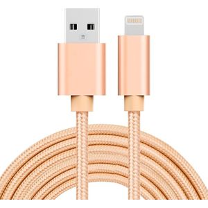 3m 3A Woven Style Metal Head 8 Pin to USB Data / Charger Cable  For iPhone X / iPhone 8 & 8 Plus / iPhone 7 & 7 Plus / iPhone 6 & 6s & 6 Plus & 6s Plus / iPad(Gold)