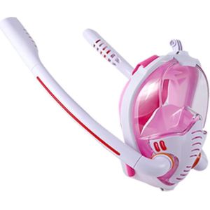 Snorkeling Mask Double Tube Silicone Full Dry Diving Mask Adult Swimming Mask Diving Goggles  Size: S/M(White/Pink)