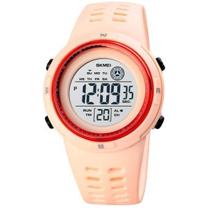 SKMEI 1773 Triplicate Round LED Dual Time Digital Display Colorful Backlight Electronic Watch(Pink)