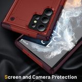 Voor Samsung Galaxy S22 Ultra 5G 2 in 1 Soft TPU Hard PC Phone Case (Rood Rose Rood)