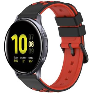 Voor Samsung Galaxy Watch Active2 44 mm 20 mm tweekleurige poreuze siliconen horlogeband (zwart + rood)