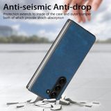 Voor Samsung Galaxy Z Fold 5 Skin-feel effen kleur PU Back Cover Phone Case(Blauw)