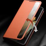 Voor Samsung Galaxy S21 Ultra 5G QIALINO Lederen Zijruit View Smart Phone Case (Zwart)