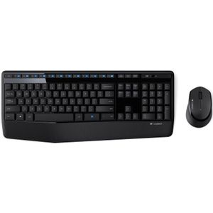 Logitech MK345 draadloos toetsenbord met volledige grootte + 2 4 GHz 1000DPI draadloze optische muis met Nano-ontvanger (zwart)