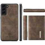 For Samsung Galaxy S21 DG.MING M1 Series 3-Fold Multi Card Wallet + Magnetic Back Cover Shockproof Case with Holder Function(Coffee)