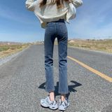 Lente zomer los rechte been jeans (kleur: retor blauw-9 punten Maat: 25)