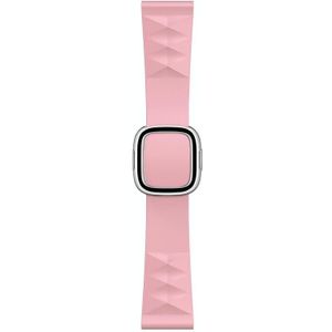 Modern Style Silicone Replacement Strap Watchband For Apple Watch Series 7 & 6 & SE & 5 & 4 40mm  / 3 & 2 & 1 38mm  Style:Silver Buckle(Light Pink)