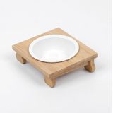 Bamboo And Wood Ceramic Cat Bowl Pet Supplies  Specification: Single Bowl