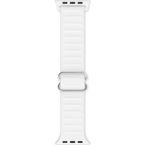 Japanese Word Buckle Silicone Replacement Watchband For Apple Watch Series 7 & 6 & SE & 5 & 4 44mm  / 3 & 2 & 1 42mm(White)