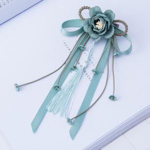 3 PCS Oude stijl kapsels Tassels Streamers Hairpins Hair Accessoires Handgemaakte bloemen hoofddeksel (Mint Groen)