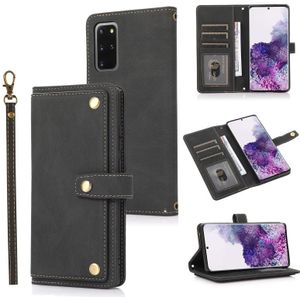 Voor Samsung Galaxy S20 + PU + TPU Horizontale Flip Lederen Case met Houder & Card Slot & Wallet & Lanyard (Zwart)