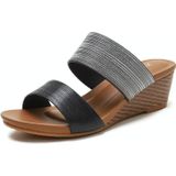Dames sandalen en slippers modieuze buitenkleding platform hoge hakken  maat: 42 (zwart)