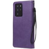 For Samsung Galaxy Note20 Ultra Solid Color Horizontal Flip PU Leather Case with Holder & Card Slots & Wallet & Lanyard(Purple)