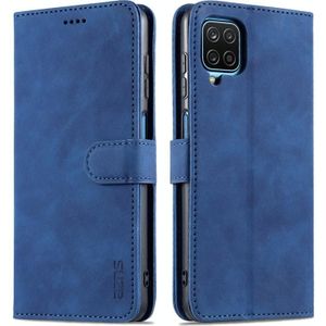 For Samsung Galaxy A12 5G AZNS Skin Feel Calf Texture Horizontal Flip Leather Case with Card Slots & Holder & Wallet(Blue)