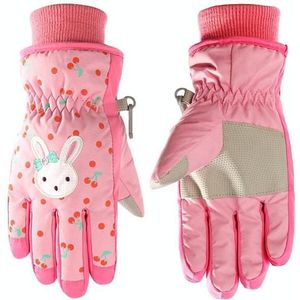 Cartoon Bow Rabbit Patroon Kinderen Ski handschoenen winddicht waterdicht warm katoenen handschoenen  kleur: Roze (S)