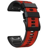 Voor Garmin Fenix 3 HR 22 mm siliconen sport tweekleurige horlogeband (rood + zwart)