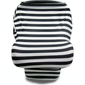 Multifunctional Enlarged Stroller Windshield Breastfeeding Towel Baby Seat Cover(Black and White Stripes)