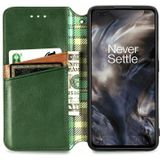 For One Plus Nord Cubic Grid Pressed Horizontal Flip Magnetic PU Leather Case with Holder & Card Slots & Wallet(Green)