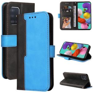 For Samsung Galaxy A71 4G Business Stitching-Color Horizontal Flip PU Leather Case with Holder & Card Slots & Photo Frame(Blue)