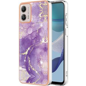 Voor Motorola Moto G53 Electroplating Marble Dual-side IMD Phone Case(Purple 002)