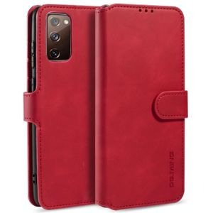 For Samsung Galaxy S20 FE DG.MING Retro Oil Side Horizontal Flip Case with Holder & Card Slots & Wallet(Red)