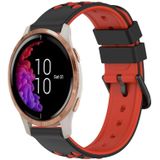 Voor Garmin Venu 20 mm tweekleurige poreuze siliconen horlogeband (zwart + rood)
