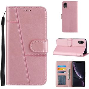 Stitching Calf Texture Buckle Horizontal Flip Leather Case with Holder & Card Slots & Wallet & Lanyard For iPhone XR(Pink)
