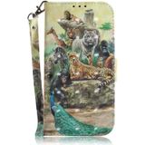 3D Colored Drawing Animals Pattern Horizontal Flip Leather Case for Galaxy A20e  with Holder & Card Slots & Wallet