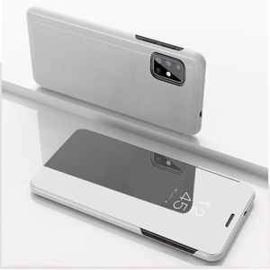 For Galaxy A71 Plated Mirror Horizontal Flip Leather with Stand Mobile Phone Holster(Silver)