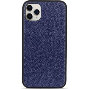 Voor iPhone 11 Pro Litchi Texture Genuine Leather Folding Protective Case (Blauw)