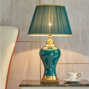 Ceramic Table Lamp Handmade Ceramic Retro European Living Room Bedroom Bedside Table Lamp  Size:S(Q59)