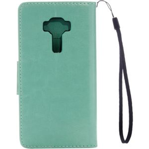 For Asus ZenFone 3 / ZE552KL Pressed Flowers Pattern Leather Case with Holder & Card Slots & Wallet(Green)