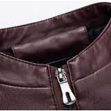 Men Slim-fit Washed PU Leather Jacket (Color:Black Size:XXXL)
