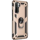 For Huawei P40 Lite 5G Shockproof TPU + PC Protective Case with 360 Degree Rotating Holder(Gold)