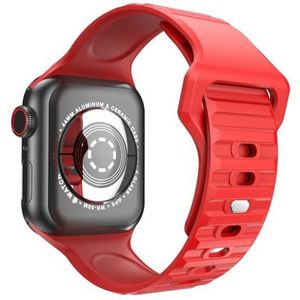 Wavy Silicone Watch Strap For Apple Watch Series 7 41mm / 6&SE&5&4 40mm / 3&2&1 38mm(Red)