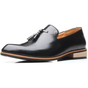 Puntige Britse mannen jurk schoenen zachte rubberen zool schoenen trouwschoenen  maat:39 (Zwart)