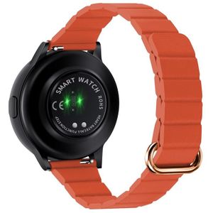 Voor Samsung Galaxy Watch3 45mm 22mm magnetische gesp lederen horlogeband (rosé goud + oranje)