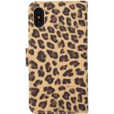 For iPhone X  Leopard Pattern PU + PC Horizontal Flip Leather Protective Case with Holder & Card Slots(Yellow)