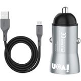 IVON CC39 18W 3.1A QC 3.0 USB-autolader + 1m USB naar Micro USB Snelle laadgegevenskabel Set