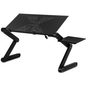 Portable 360 Degree Adjustable Foldable Aluminium Alloy Desk Stand with Mouse Pad for Laptop / Notebook  without CPU Fans(Black)